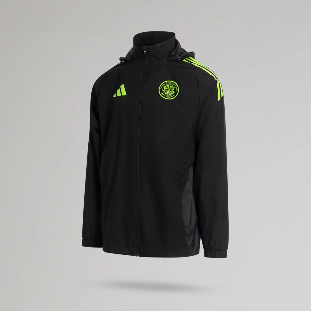 adidas Celtic 2025/26 Black and Neon Green All Weather Jacket - Image 2