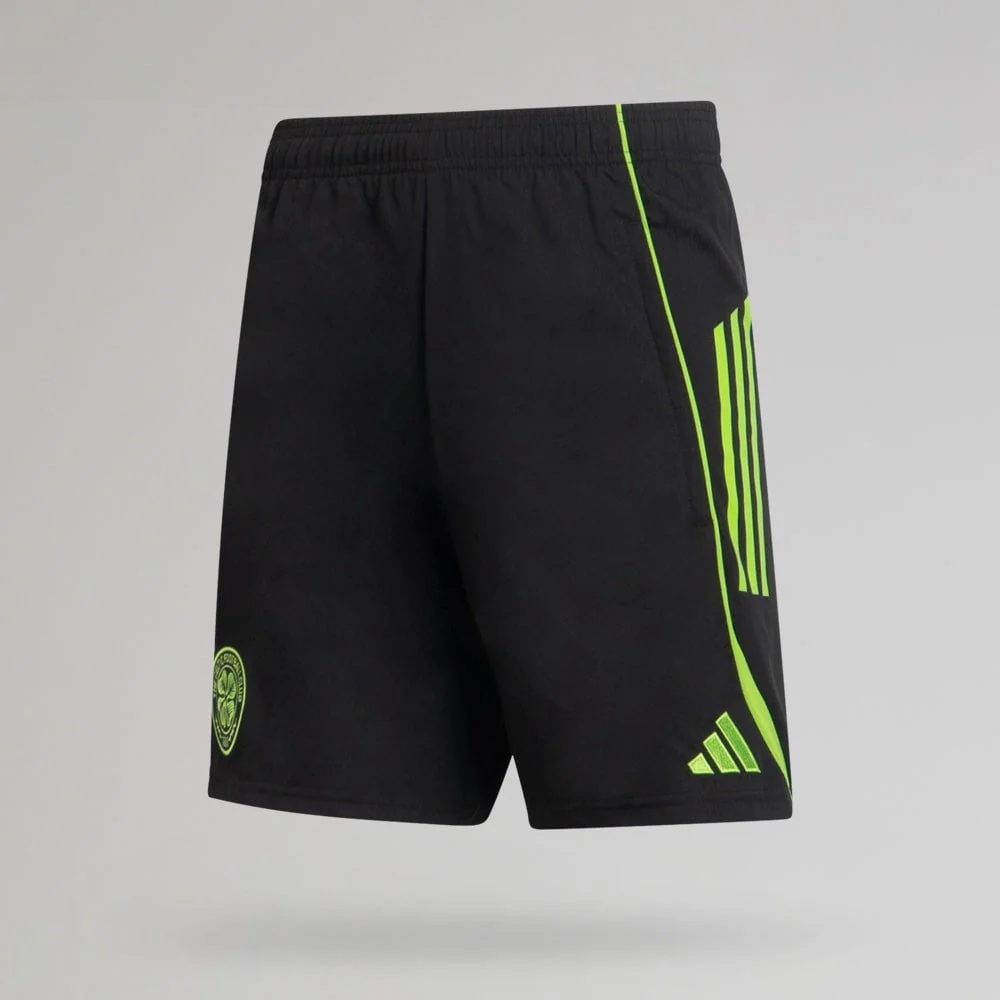 adidas Celtic 2025/26 Black and Neon Green Downtime Shorts - Image 3