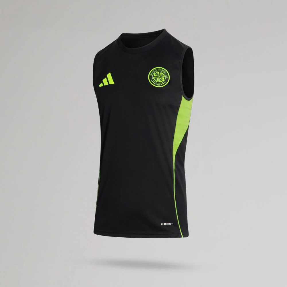 adidas Celtic 2025/26 Black and Neon Green Sleeveless Jersey - Image 2