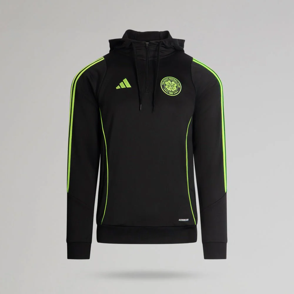 adidas Celtic 2025/26 Black and Neon Green Training Hoodie