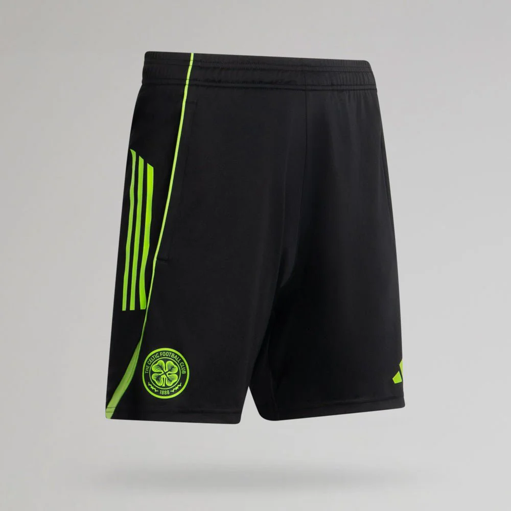 adidas Celtic 2025/26 Black and Neon Green Training Shorts - Image 2