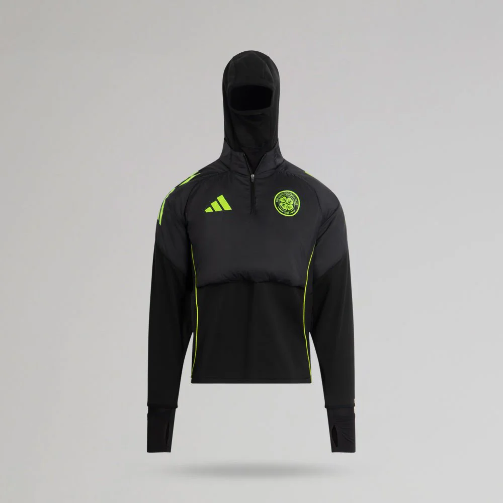 adidas Celtic 2025/26 Black and Neon Green Winter Top - Image 5