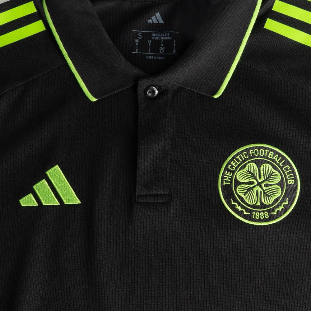 adidas Celtic Junior 2025/26 Black and Neon Green Training Polo Shirt - Image 4