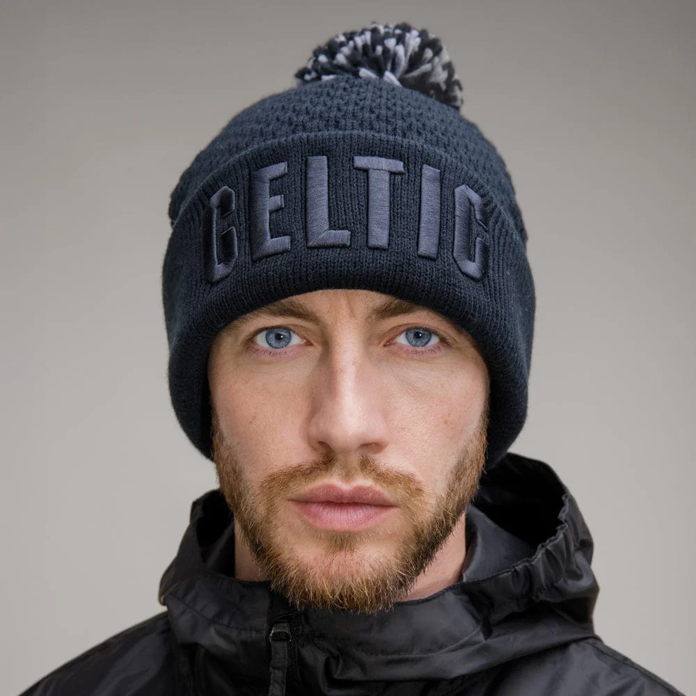 Celtic Black Tonal Pom Beanie - Image 2
