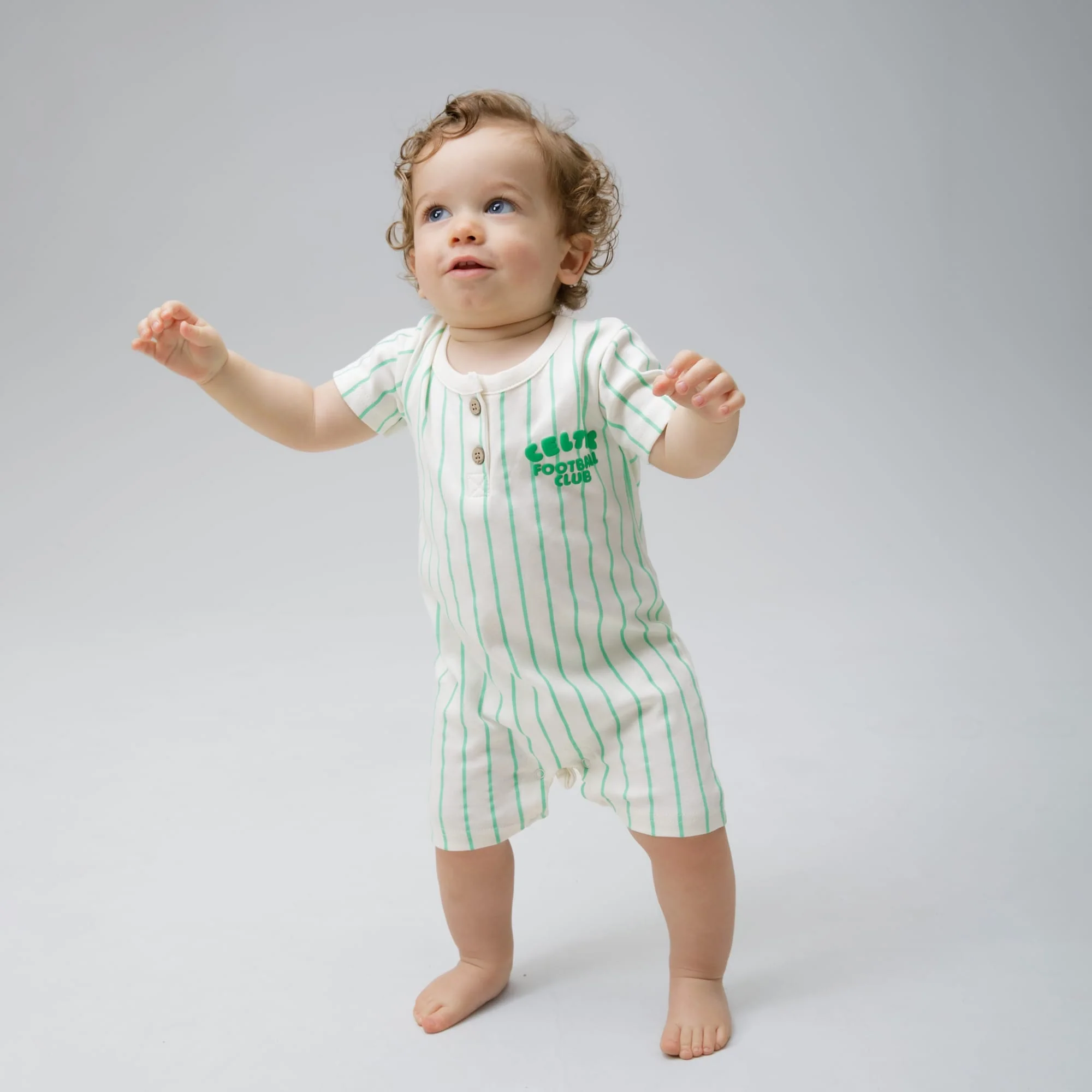 Celtic Infant Green Pinstripe Romper - Image 2