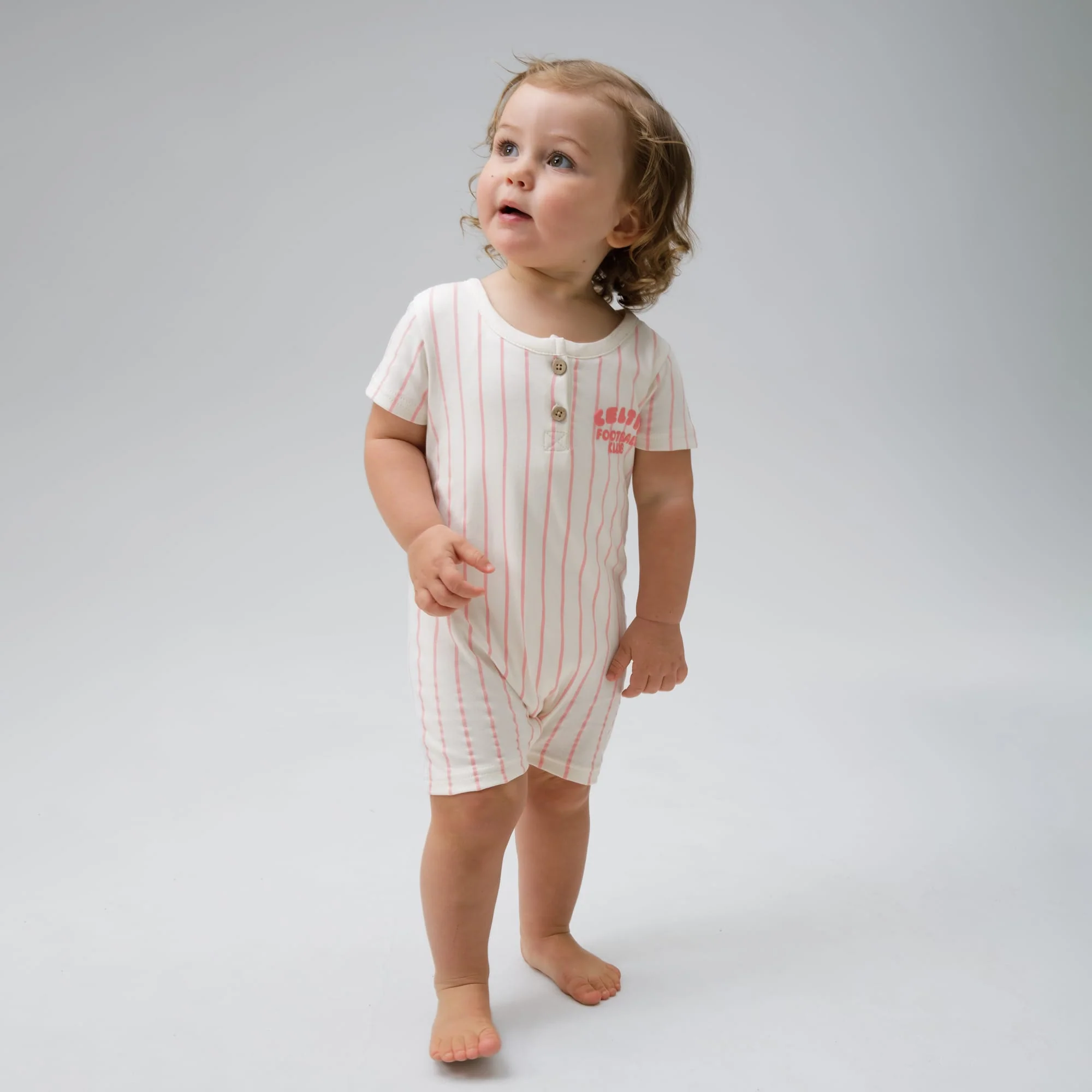Celtic Infant Pink Pinstripe Romper - Image 4